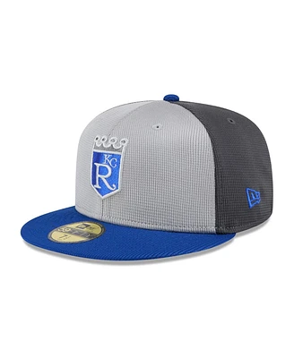 New Era Men's Gray Kansas City Royals 2025 Batting Practice 59FIFTY Fitted Hat