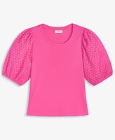 On 34th Women's Eyelet-Sleeve Rib-Knit Top, Exclusively at Macy's