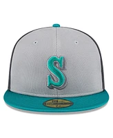 New Era Men's Gray/Aqua Seattle Mariners 2025 Batting Practice 59FIFTY Fitted Hat