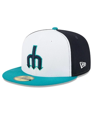 New Era Men's Navy/Aqua Seattle Mariners 2025 Mlb Clubhouse 59FIFTY Fitted Hat