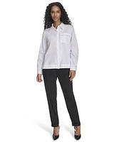 Calvin Klein Women's Collared Button-Front Cotton Shirt