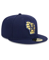 New Era Men's Navy Milwaukee Brewers 2025 Mlb Clubhouse 59FIFTY Fitted Hat