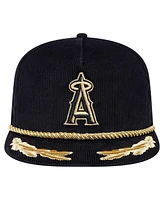 New Era Men's Black Los Angeles Angels Corduroy Filigree Golfer Adjustable Hat