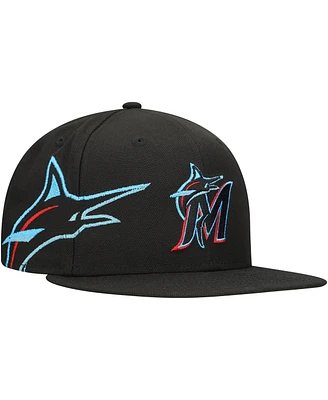 New Era Men's Black Miami Marlins Logo Strike 9FIFTY Snapback Hat