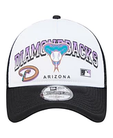 New Era Men's White Arizona Diamondbacks Retro Wordmark 9FORTY A-Frame Trucker Adjustable Hat