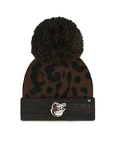 '47 Brand Women's Brown Baltimore Orioles Rosette Cuffed with Pom Knit Hat