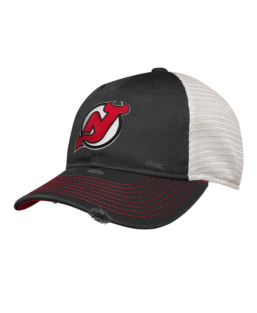 Outerstuff Big Boys and Girls Black New Jersey Devils Slouch Trucker Adjustable Hat