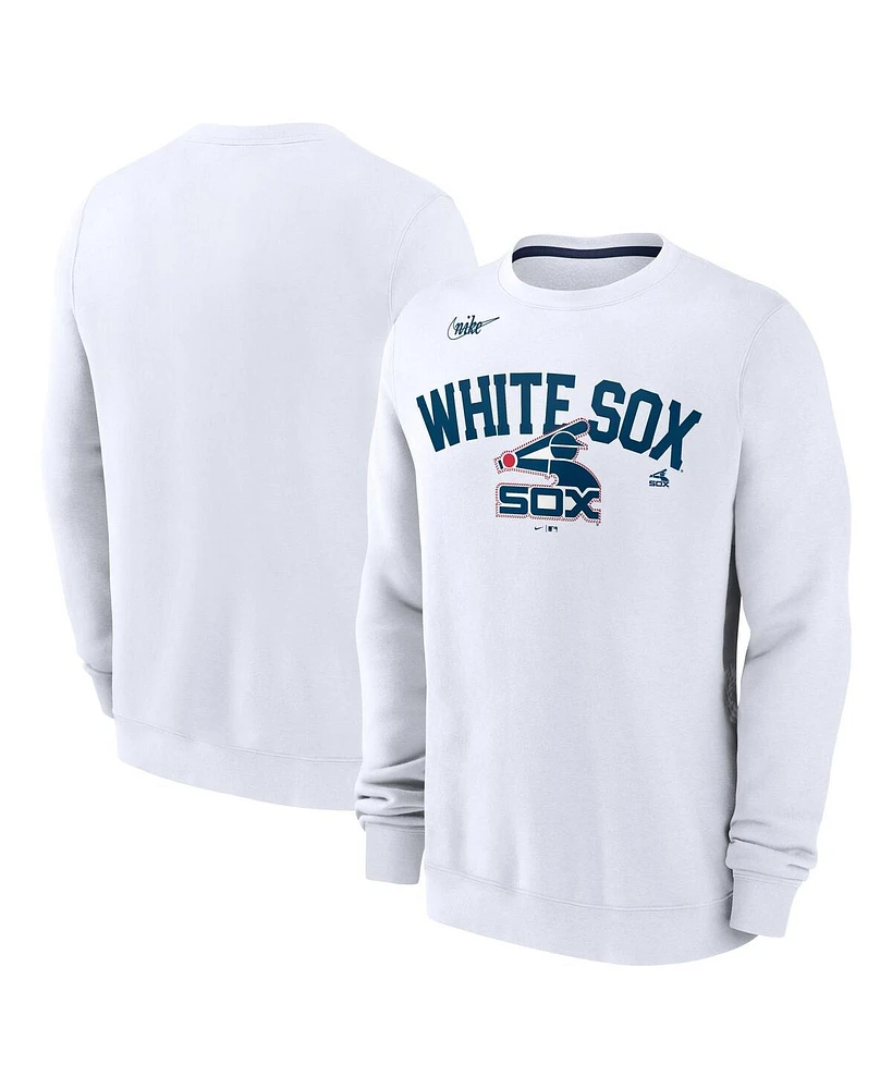 Nike Men's White Chicago Sox Cooperstown Collection Fleece Pullover Sweatshirt