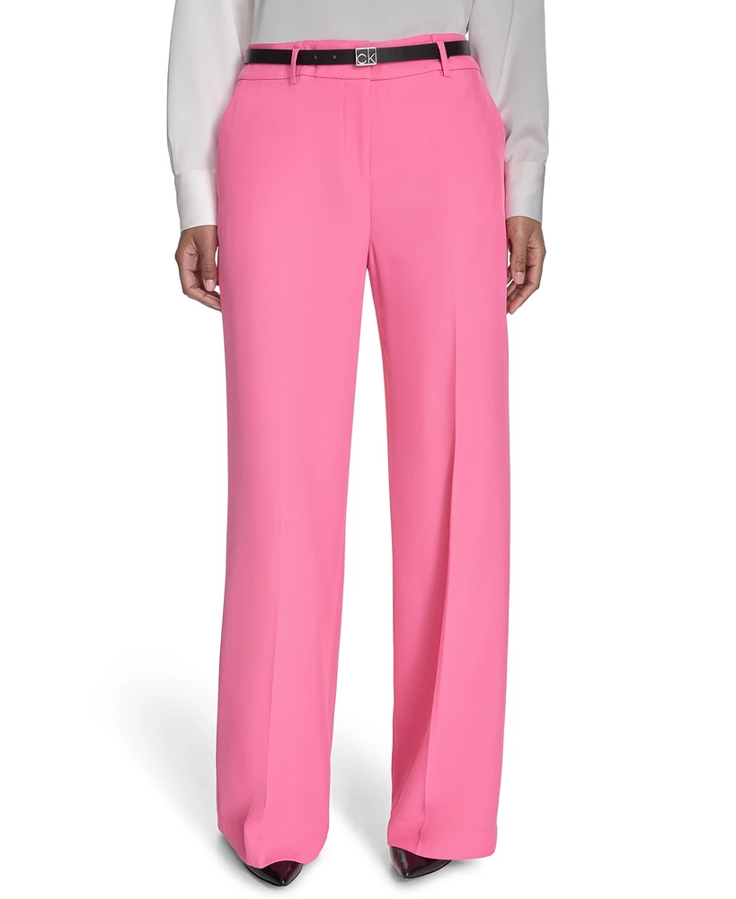 Calvin Klein Women's Wide-Leg Belted Pants