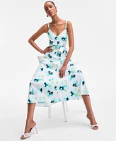 INC Women's Printed Braided-Strap Midi Dress, Exclusively at Macy's