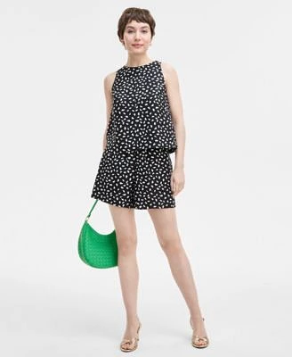 On 34th Womens Paint Dot Sleeveless Top Linen Blend Pull On Shorts Exclusively At Macys