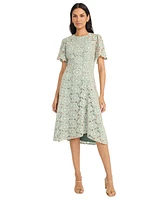 Maggy London Women's Floral-Lace Short-Sleeve Dress