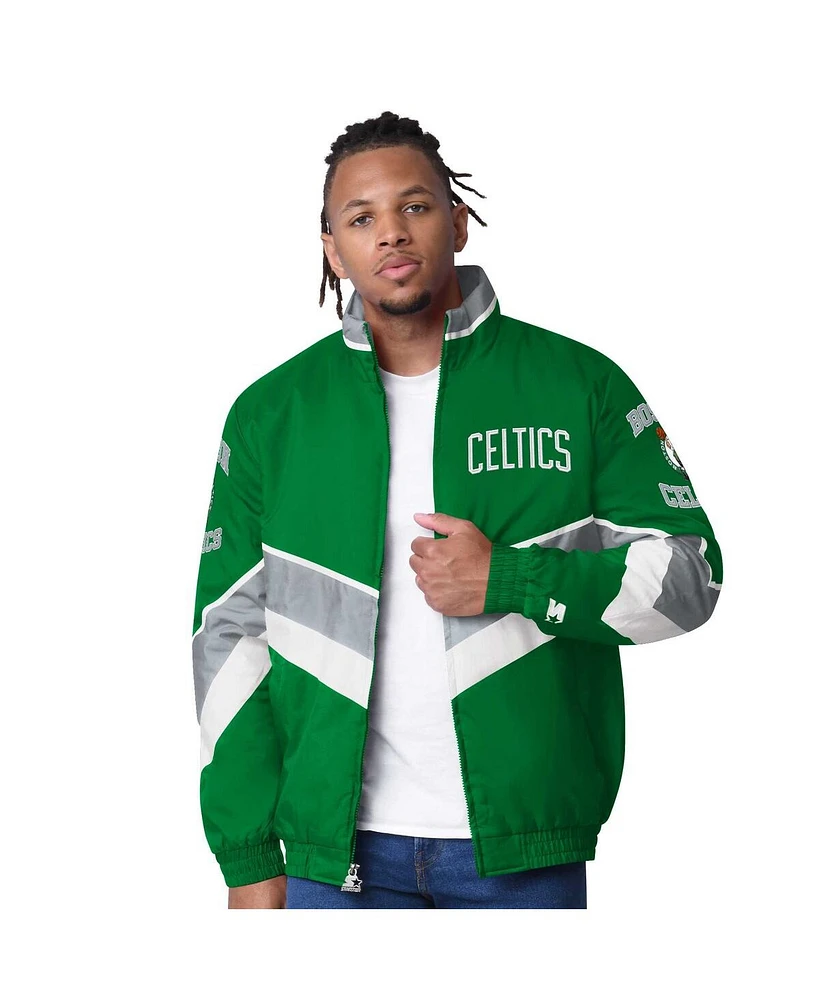 Starter Men's Kelly Green Boston Celtics Captain Oxford Full-Zip Jacket