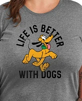 Hybrid Apparel Trendy Plus Disney Life Is Better with Dogs Pluto Graphic Crew Neck T-Shirt