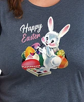 Hybrid Apparel Trendy Plus Happy Easter Graphic Crew Neck T-Shirt