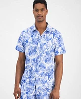 Paisley Gray Mens Indigo White Paisley Swim Shirt 6 Swim Trunks