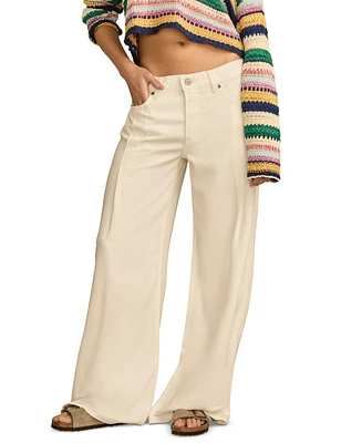 Lucky Brand Women's High-Rise White Palazzo Jeans