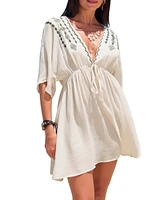 Cupshe Women's Boho Daze White Cover-Up Mini Beach Dress