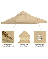 Yescom 8'x8' Pu Water Resistance Gazebo Canopy Replacement Top Cover UV30+ for Dual Tier Outdoor Patio Backyard Beige