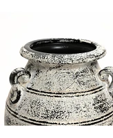 LuxenHome Vingate White and Black Ceramic 18.3-Inch Tall Urn Vase