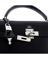 Pre-Owned Hermes Kelly 32 Handbag Black Box Calf with Palladium Hardware