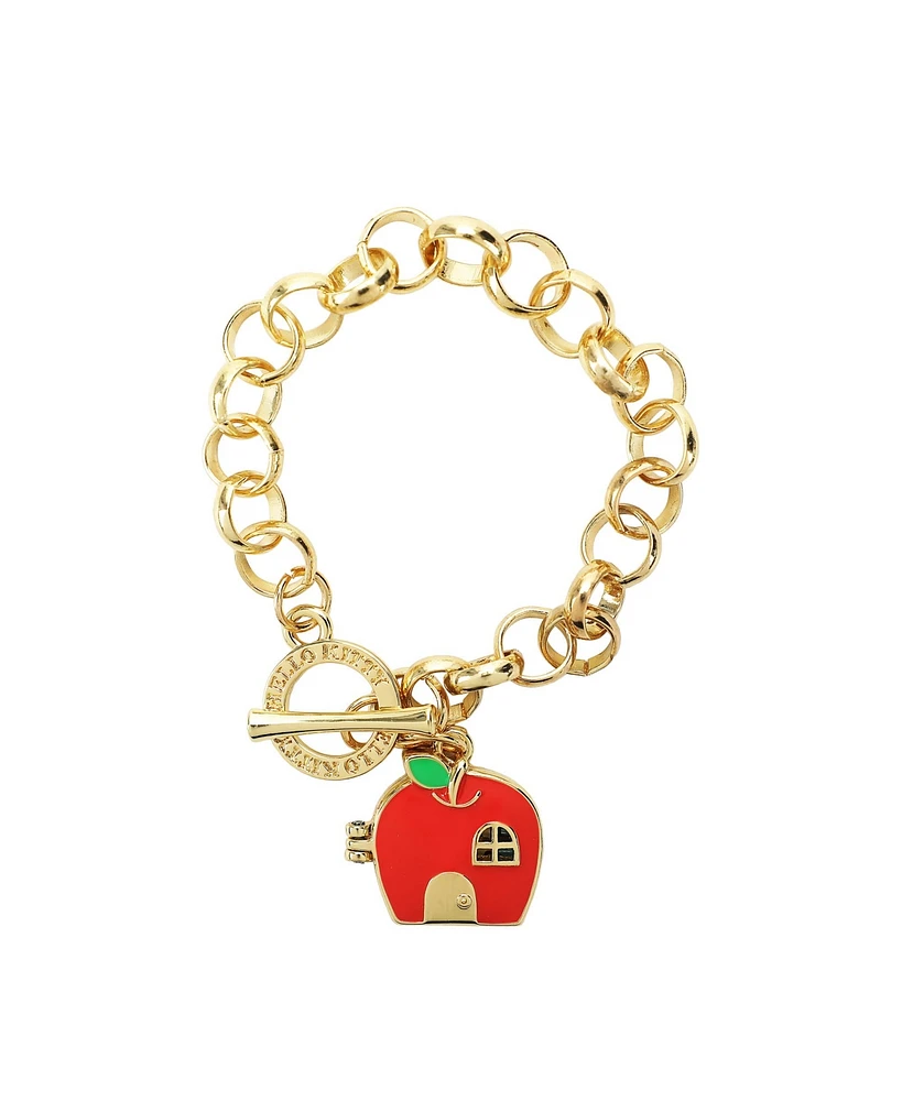 Hello Kitty Apple House Gold Locket Bracelet