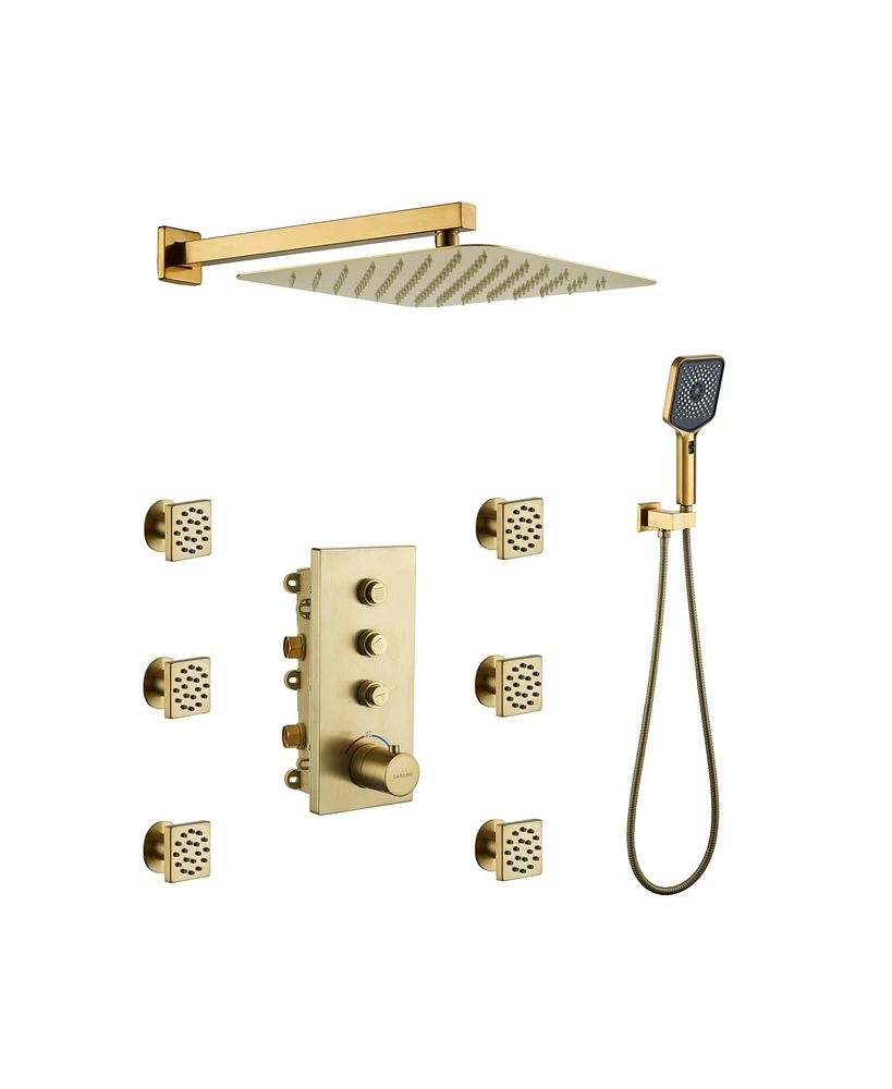 3-in-1 Thermostatic Shower System with Concealed Box Design - Easy Installation & Maximum Durability
