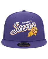 New Era Men's Purple Phoenix Suns Sport Night Script Sided 59FIFTY Fitted Hat