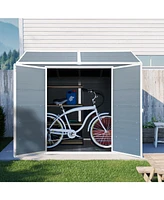 8 x 6 ft Resin Outdoor Storage Shed with Waterproof Floor, Windows, & Lockable Door
