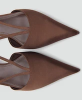 Mango Women's Straps Satin Kitten Shoes