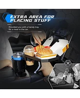 kemimoto All Purpose Cup Holder Expander with Tray, Large Cup Holder Adapter with Eating Table, Compatible with Hydroflasks Yeti Water Bottle, Univers