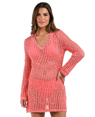 La Blanca Women's Waverly Bell-Sleeve Cover-Up Dress