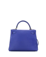 Pre-Owned Hermes Kelly 28 Handbag Blue Togo with Gold Hardware