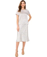 Vince Camuto Women's Abstract-Print Bead-Trim Top