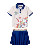 Disney Toddler and Little Girls 2-Piece Minnie Daisy Polo Shirt Pleated Skirt Set