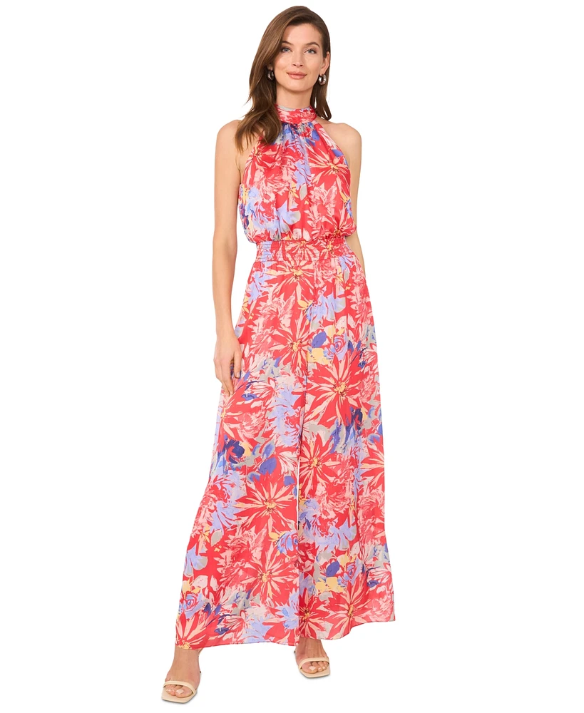 Vince Camuto Women's Printed Halter Wide-Leg Jumpsuit
