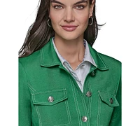 Karl Lagerfeld Paris Women's Linen-Blend 3/4-Sleeve Jacket