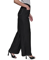 Karl Lagerfeld Paris Women's Linen-Blend Wide-Leg Pants