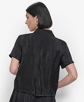 Dkny Women's Short-Sleeve Button-Front Tech Shirt