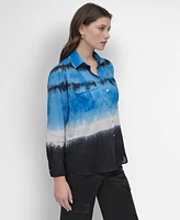 Dkny Women's Long-Sleeve Tie Dye Button-Front Shirt