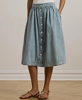 Lauren Ralph Lauren Women's Button-Front Denim Skirt
