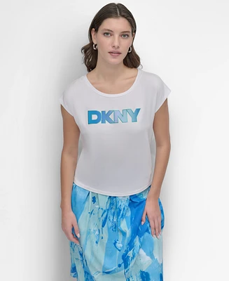 Dkny Women's Sleeveless Raised Logo Tee