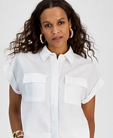 I.n.c. International Concepts Petite Short-Sleeve Button-Front Shirt, Exclusively at Macy's