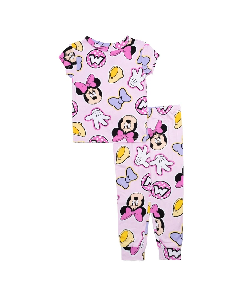 Minnie Mouse Toddler Girls Short Sleeve and Pant, 2-Piece Pajama Set