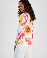 I.n.c. International Concepts Petite Floral Henley Top, Exclusively at Macy's