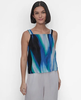 Dkny Women's Printed Tie-Strap Linen Tank Top