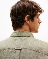 Tommy Hilfiger Men's Pigment-Dyed Linen Button-Down Long Sleeve Shirt