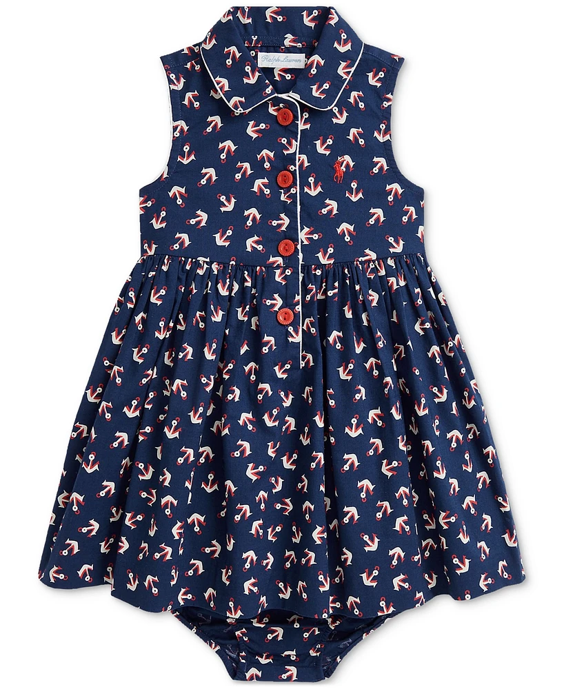 Polo Ralph Lauren Baby Girls Cotton Anchor-Print Shirtdress