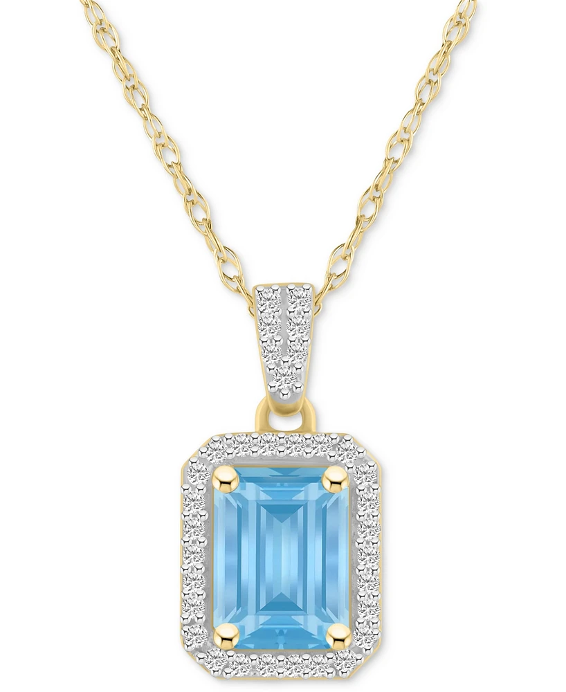 Lab Created Ruby (2 ct. t.w.) & White Sapphire (1/5 Rectangle Pendant Necklace 10k Yellow Gold