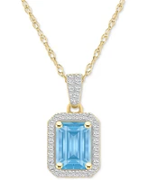 Lab Created Ruby (2 ct. t.w.) & White Sapphire (1/5 Rectangle Pendant Necklace 10k Yellow Gold